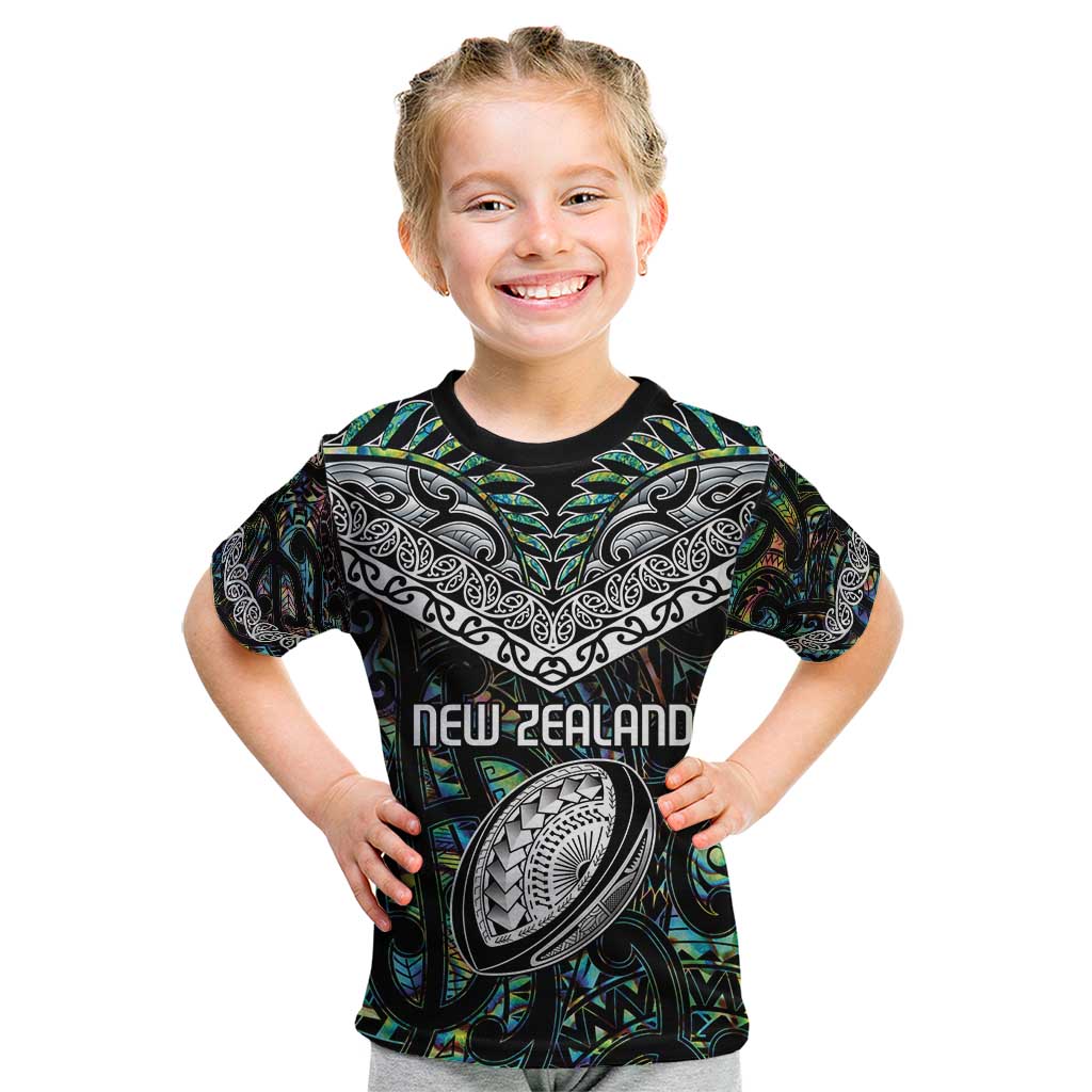 Custom New Zealand Kid T Shirt Maori Rugby Tattoo Papua Shell LT9 Green - Polynesian Pride