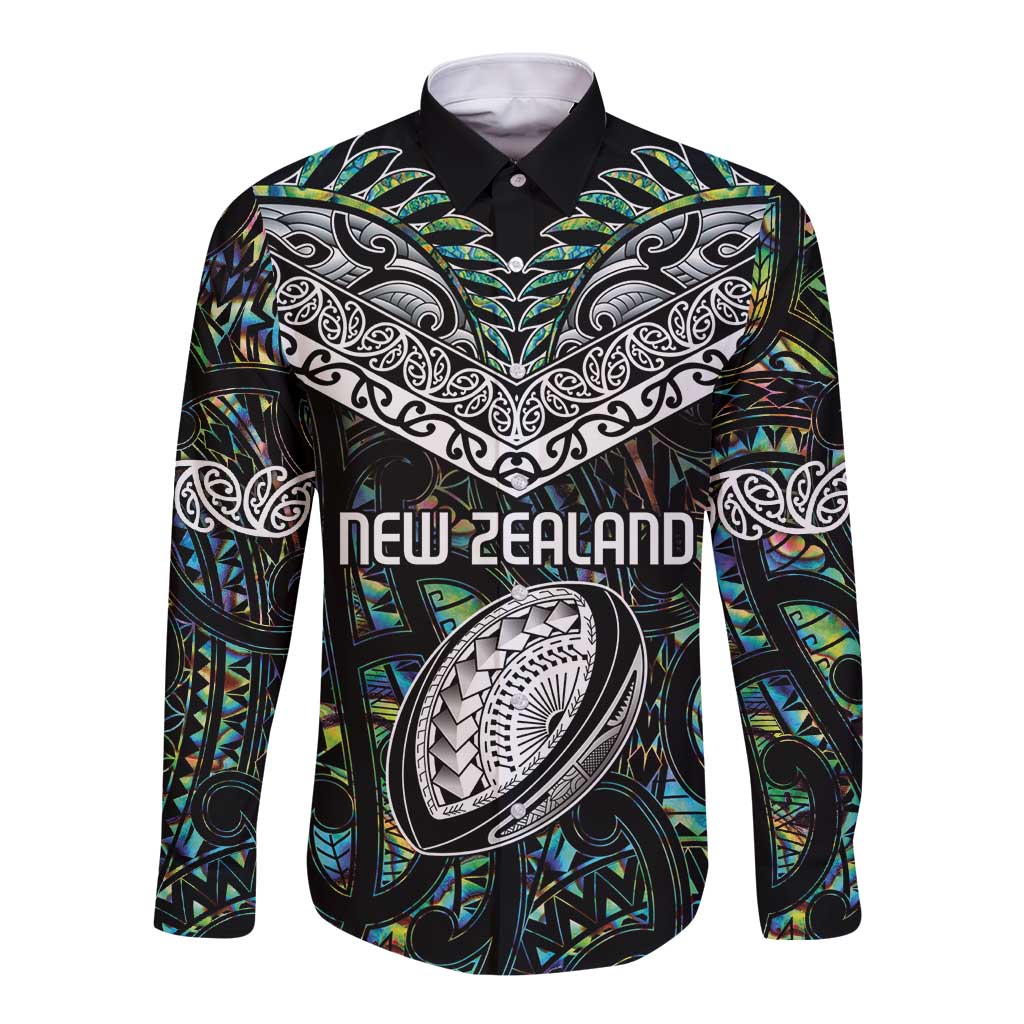 Custom New Zealand Long Sleeve Button Shirt Maori Rugby Tattoo Papua Shell LT9 Unisex Green - Polynesian Pride