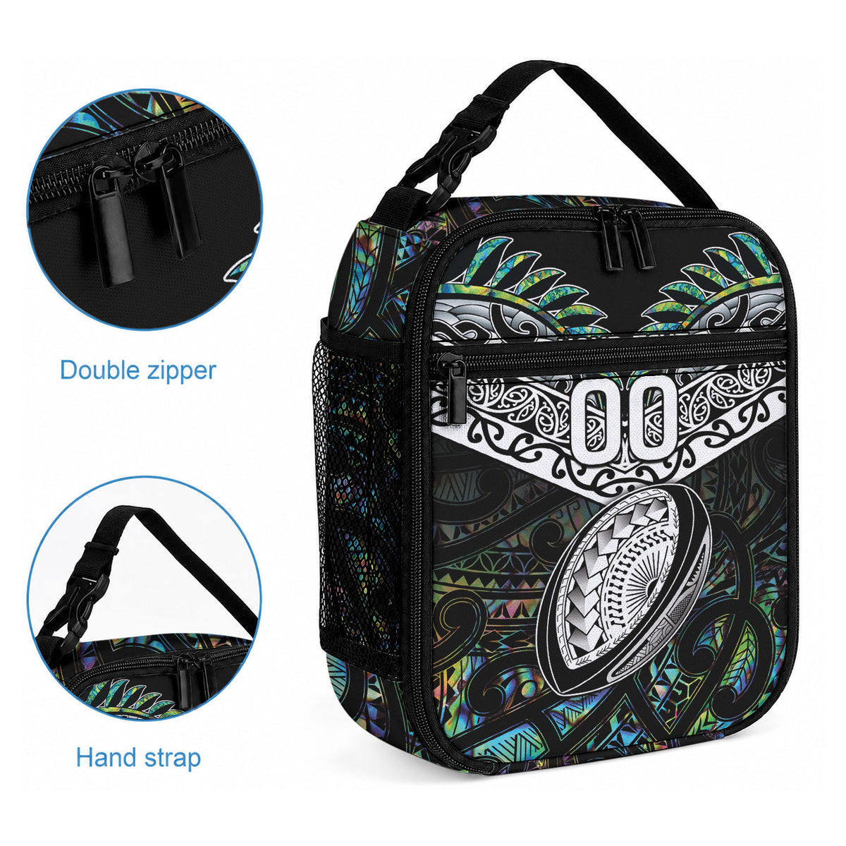 Custom New Zealand Lunch Bag Maori Rugby Tattoo Papua Shell LT9 - Polynesian Pride