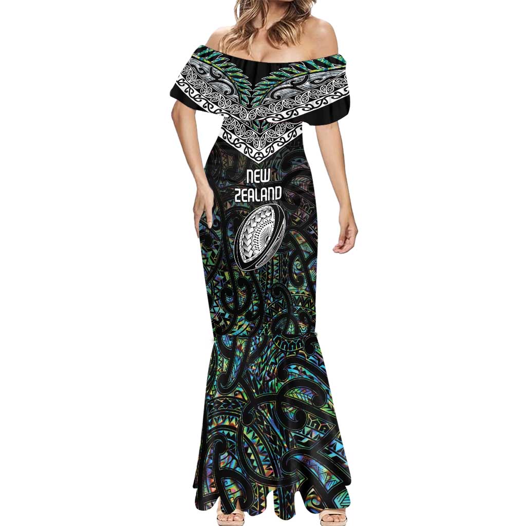 Custom New Zealand Mermaid Dress Maori Rugby Tattoo Papua Shell LT9 - Polynesian Pride