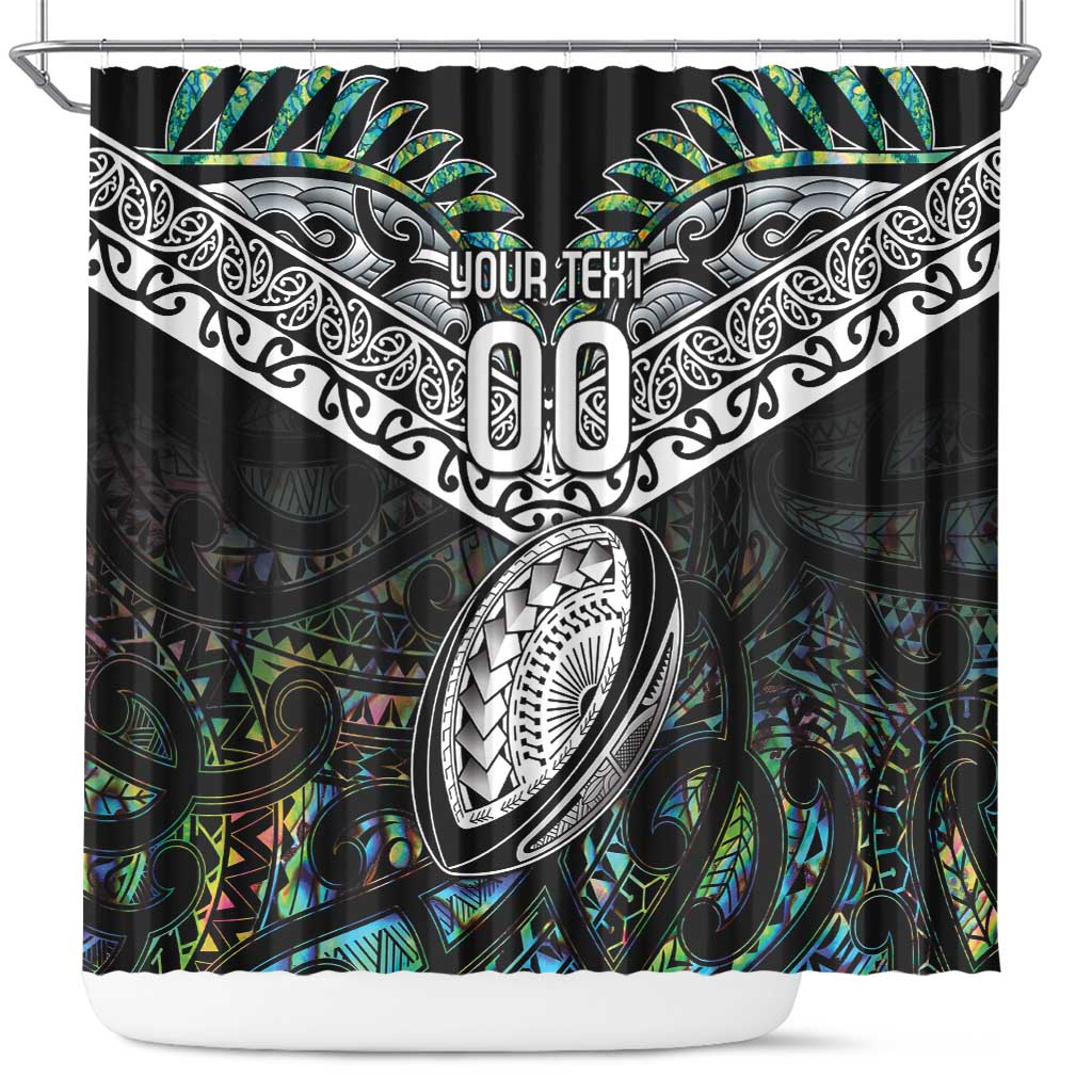 Custom New Zealand Shower Curtain Maori Rugby Tattoo Papua Shell LT9 Green - Polynesian Pride