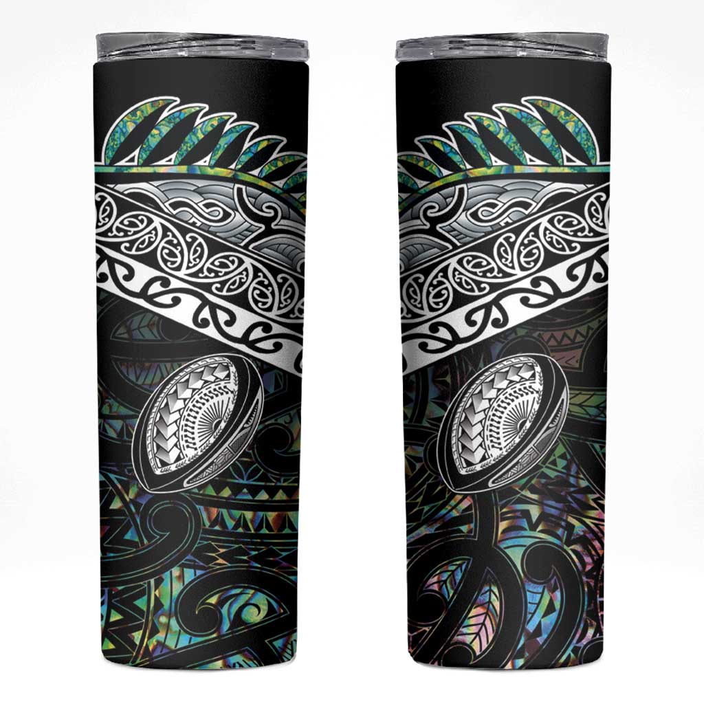 Custom New Zealand Skinny Tumbler Maori Rugby Tattoo Papua Shell LT9 Green - Polynesian Pride