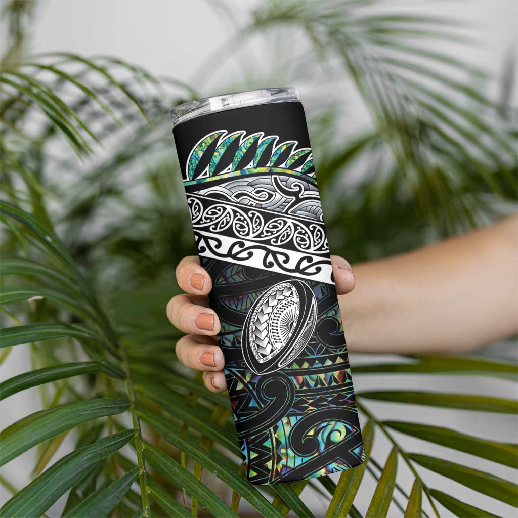 Custom New Zealand Skinny Tumbler Maori Rugby Tattoo Papua Shell LT9 - Polynesian Pride