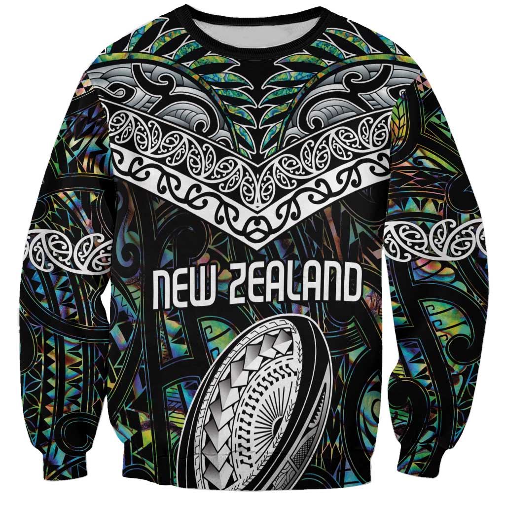 Custom New Zealand Sweatshirt Maori Rugby Tattoo Papua Shell LT9 Unisex Green - Polynesian Pride