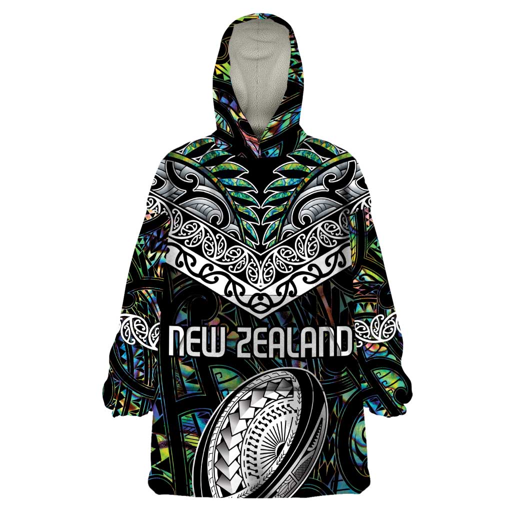 Custom New Zealand Wearable Blanket Hoodie Maori Rugby Tattoo Papua Shell LT9 One Size Green - Polynesian Pride