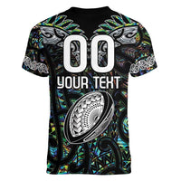 Custom New Zealand Women V-Neck T-Shirt Maori Rugby Tattoo Papua Shell LT9 - Polynesian Pride