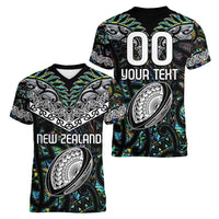 Custom New Zealand Women V-Neck T-Shirt Maori Rugby Tattoo Papua Shell LT9 - Polynesian Pride
