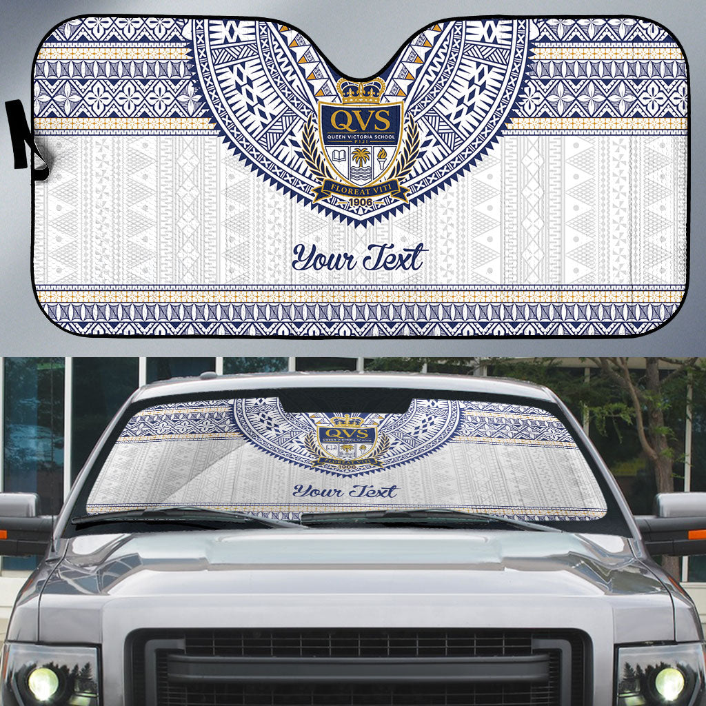 Fiji Queen Victoria School Personalised Auto Sun Shade QVS 120 Years Queen Victoria Alumni Legacy LT9 White - Polynesian Pride
