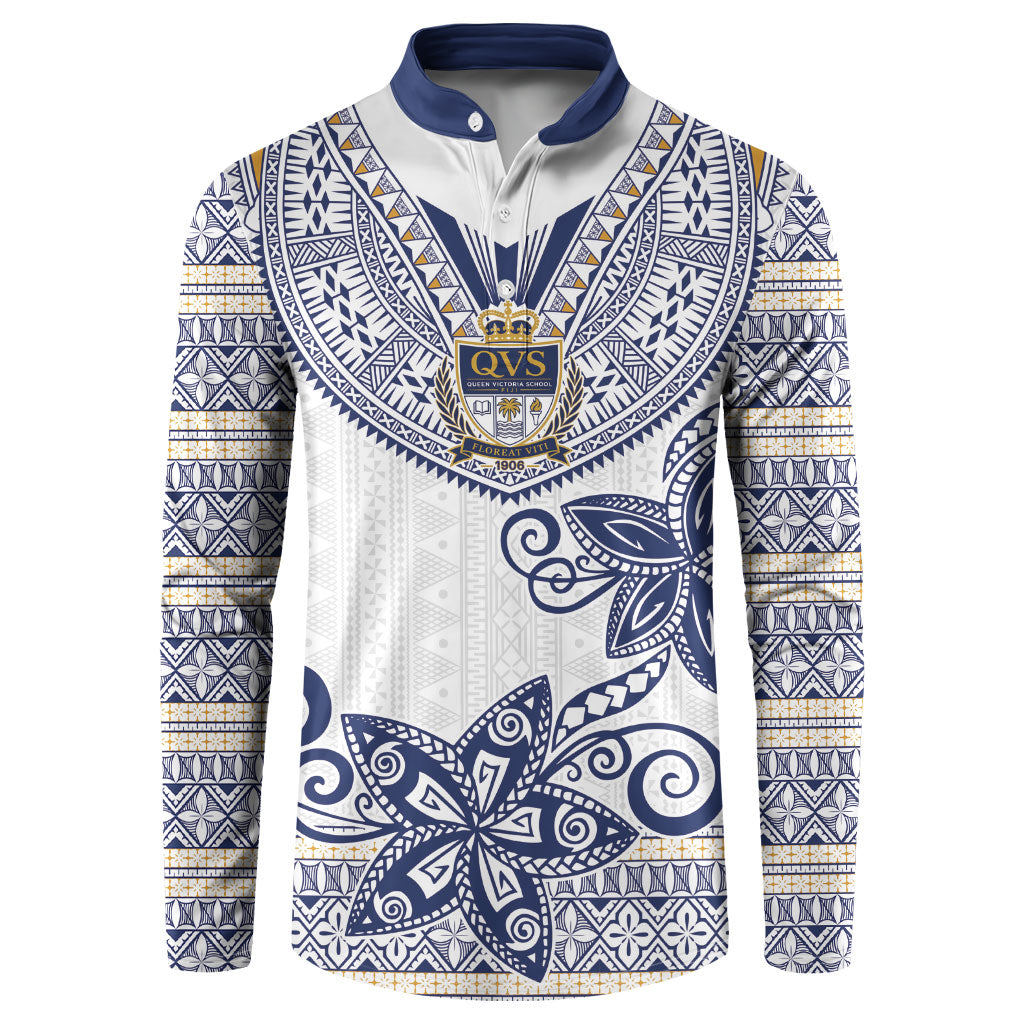 Fiji Queen Victoria School Personalised Button Sweatshirt QVS 120 Years Queen Victoria Alumni Legacy LT9 White - Polynesian Pride