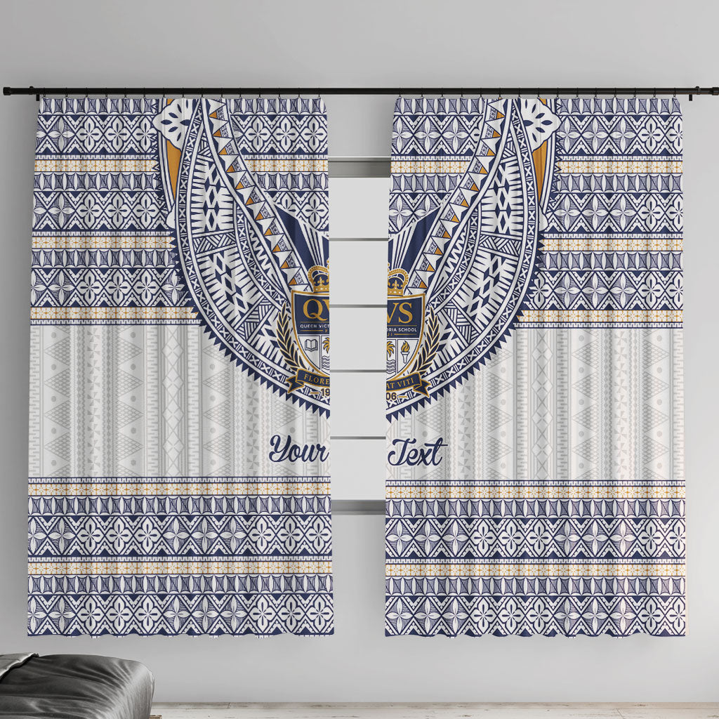 Fiji Queen Victoria School Personalised Window Curtain QVS 120 Years Queen Victoria Alumni Legacy LT9 With Hooks White - Polynesian Pride