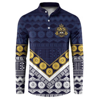 Fiji Queen Victoria School Button Sweatshirt QVS 1906 Generational School Legacy LT9 Blue - Polynesian Pride