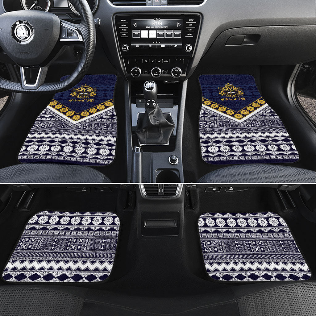 Fiji Queen Victoria School Car Mats QVS 1906 Generational School Legacy LT9 Set 4pcs Blue - Polynesian Pride