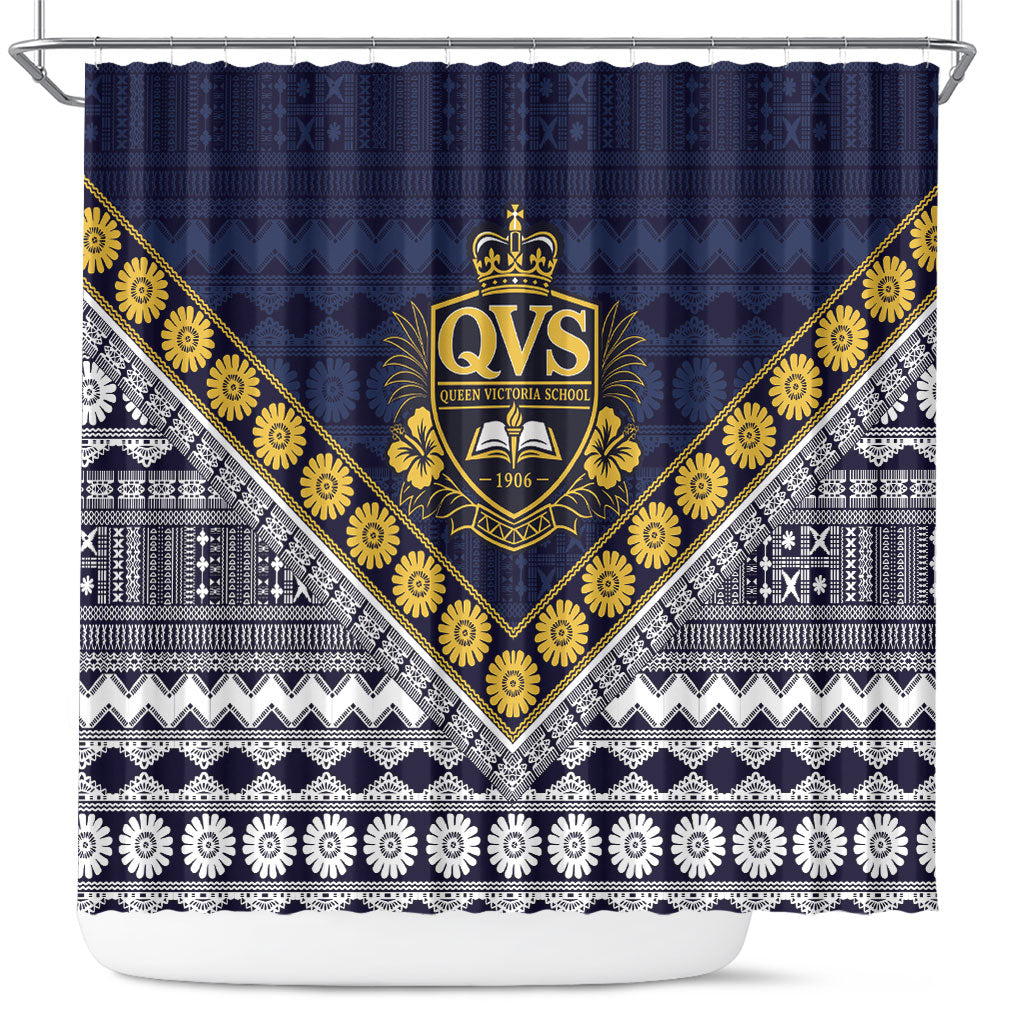 Fiji Queen Victoria School Shower Curtain QVS 1906 Generational School Legacy LT9 Blue - Polynesian Pride