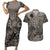 Beauty and The Warrior Polynesian Valentine Couples Matching Short Sleeve Bodycon Dress and Hawaiian Shirt Hibiscus FLowers Brown Style LT9 Brown - Polynesian Pride