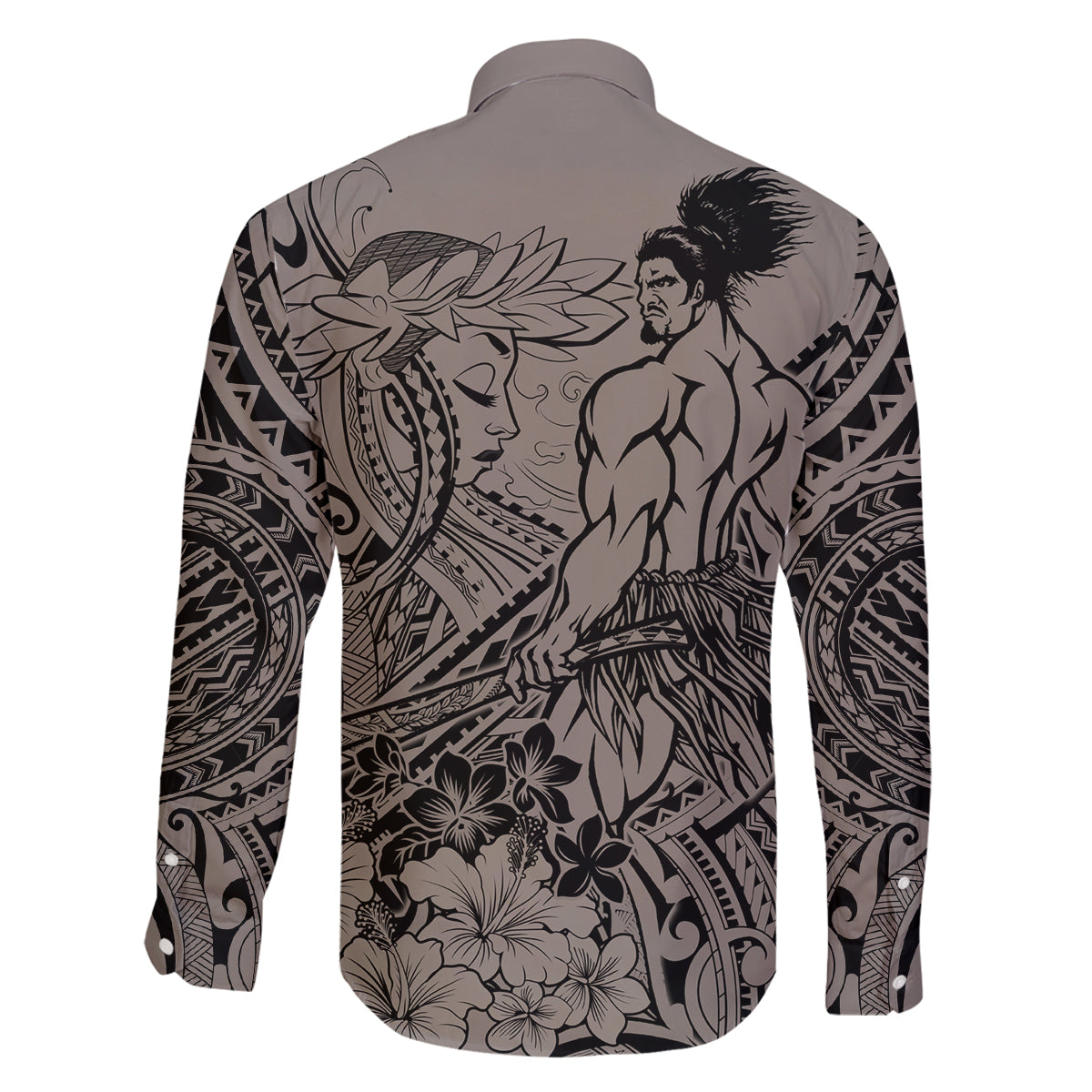 Beauty and The Warrior Polynesian Valentine Family Matching Summer Maxi Dress and Hawaiian Shirt Hibiscus FLowers Brown Style LT9 - Polynesian Pride