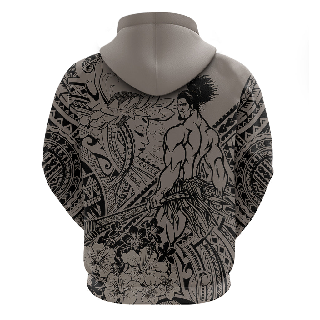 Beauty and The Warrior Polynesian Valentine Hoodie Hibiscus FLowers Brown Style LT9 - Polynesian Pride