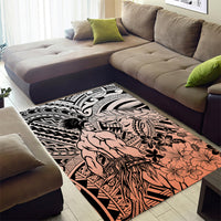 Beauty and The Warrior Polynesian Valentine Area Rug Hibiscus FLowers Orange Style LT9 - Polynesian Pride
