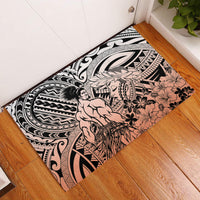 Beauty and The Warrior Polynesian Valentine Rubber Doormat Hibiscus FLowers Orange Style LT9 Orange - Polynesian Pride
