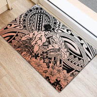 Beauty and The Warrior Polynesian Valentine Rubber Doormat Hibiscus FLowers Orange Style LT9 - Polynesian Pride