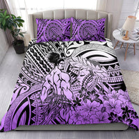 Beauty and The Warrior Polynesian Valentine Bedding Set Hibiscus FLowers Purple Style LT9 - Polynesian Pride