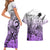 Beauty and The Warrior Polynesian Valentine Couples Matching Short Sleeve Bodycon Dress and Hawaiian Shirt Hibiscus FLowers Purple Style LT9 - Polynesian Pride