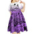 Beauty and The Warrior Polynesian Valentine Kid Short Sleeve Dress Hibiscus FLowers Purple Style LT9 - Polynesian Pride