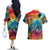Beauty and The Warrior Polynesian Valentine Couples Matching Off The Shoulder Long Sleeve Dress and Hawaiian Shirt Hibiscus FLowers Rainbow Style LT9 - Polynesian Pride