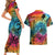 Beauty and The Warrior Polynesian Valentine Couples Matching Short Sleeve Bodycon Dress and Hawaiian Shirt Hibiscus FLowers Rainbow Style LT9 - Polynesian Pride