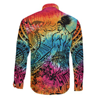 Beauty and The Warrior Polynesian Valentine Family Matching Off Shoulder Short Dress and Hawaiian Shirt Hibiscus FLowers Rainbow Style LT9 - Polynesian Pride