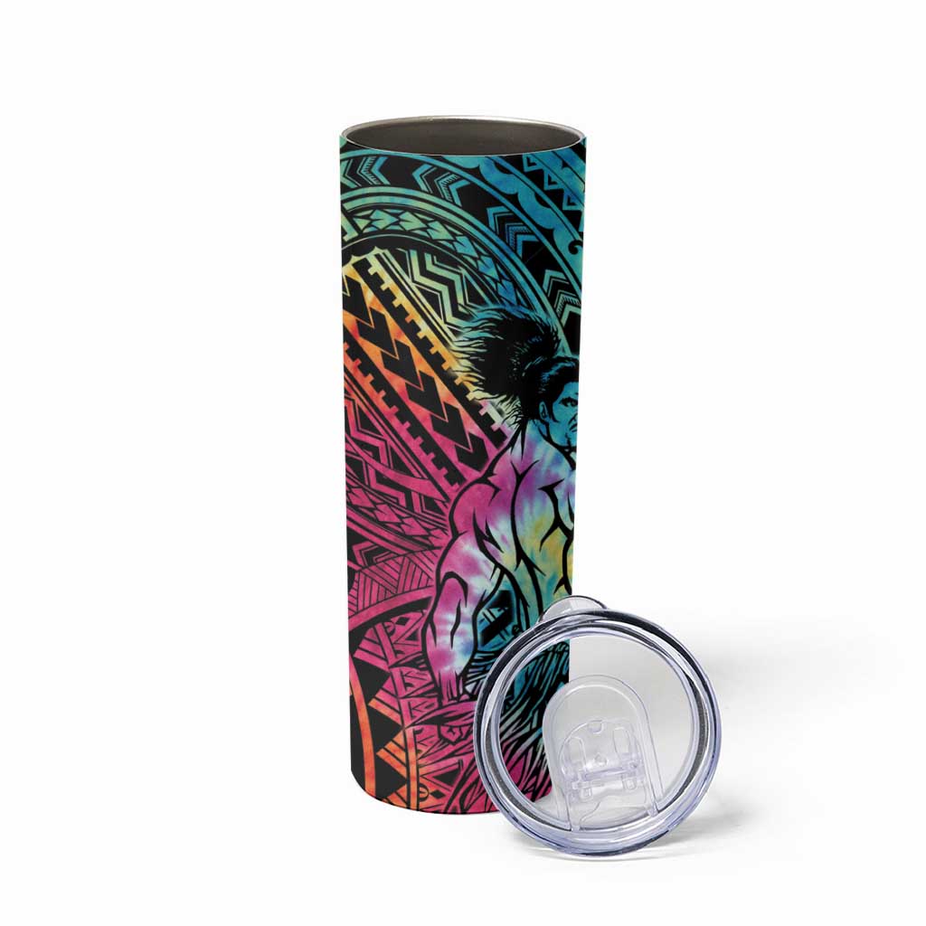 Beauty and The Warrior Polynesian Valentine Skinny Tumbler Hibiscus FLowers Rainbow Style LT9 - Polynesian Pride