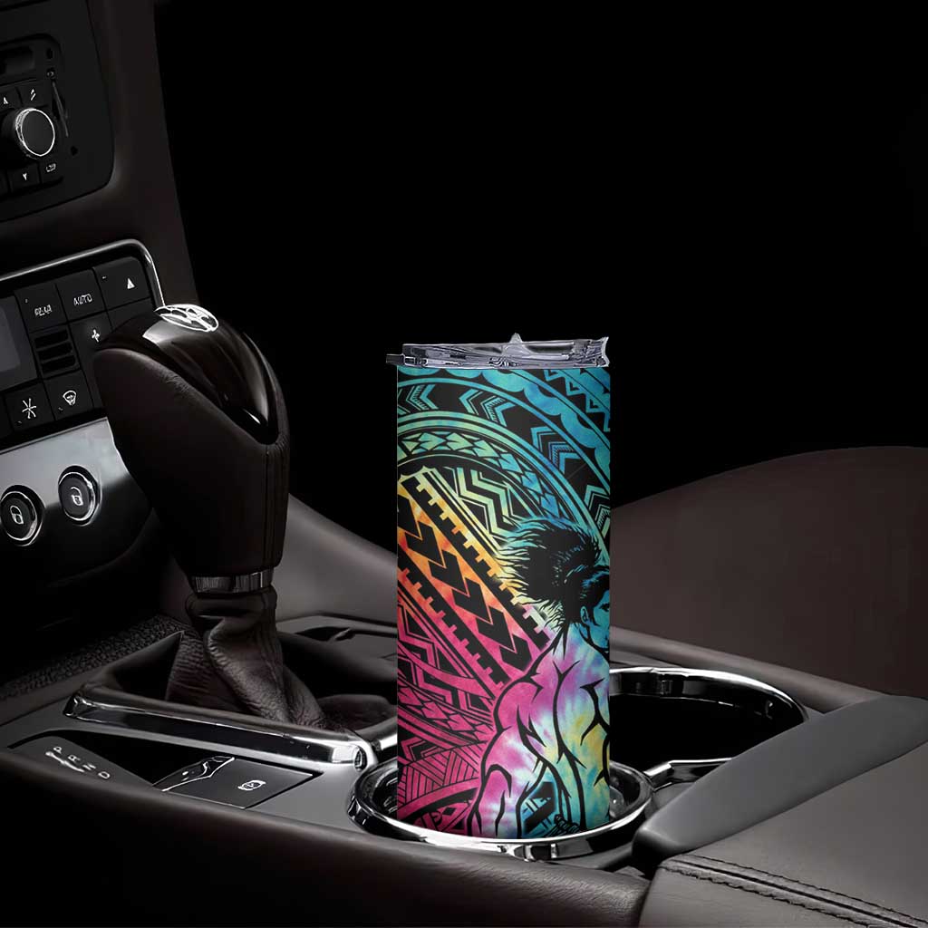 Beauty and The Warrior Polynesian Valentine Skinny Tumbler Hibiscus FLowers Rainbow Style LT9 - Polynesian Pride