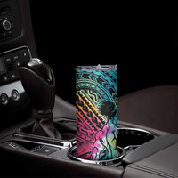 Beauty and The Warrior Polynesian Valentine Skinny Tumbler Hibiscus FLowers Rainbow Style LT9 - Polynesian Pride
