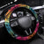 Beauty and The Warrior Polynesian Valentine Steering Wheel Cover Hibiscus FLowers Rainbow Style