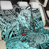 Beauty and The Warrior Polynesian Valentine Back Car Seat Cover Hibiscus FLowers Turquoise Style LT9 - Polynesian Pride