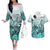 Beauty and The Warrior Polynesian Valentine Couples Matching Off The Shoulder Long Sleeve Dress and Hawaiian Shirt Hibiscus FLowers Turquoise Style LT9 Turquoise - Polynesian Pride