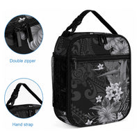 Hawaii Tropical Flowers Tribal Pattern Lunch Bag Black Style LT9 - Polynesian Pride