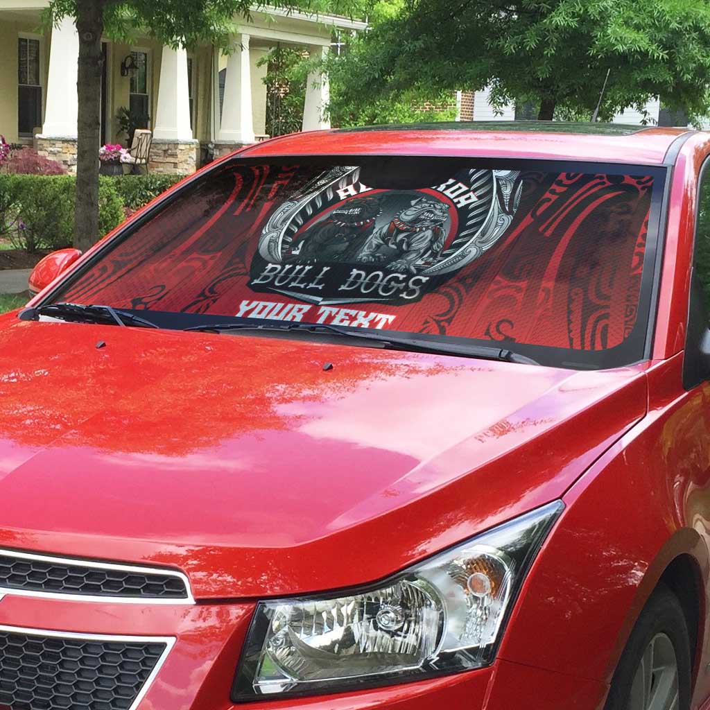 Aotearoa Bulldog Personalised Auto Sun Shade Maori Kowhaiwhai Motif - Polynesian Pride