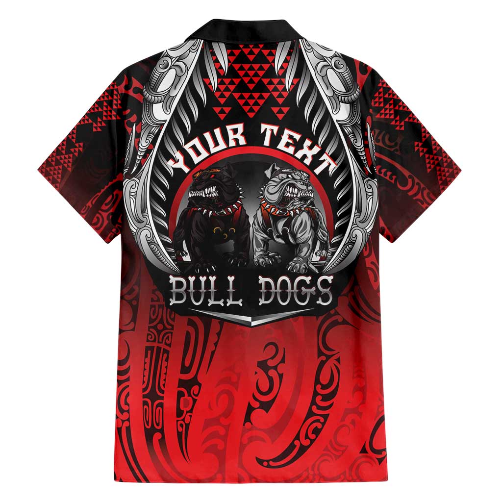 Aotearoa Bulldog Personalised Family Matching Short Sleeve Bodycon Dress and Hawaiian Shirt Maori Kowhaiwhai Motif