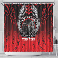 Aotearoa Bulldog Personalised Shower Curtain Maori Kowhaiwhai Motif