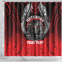 Aotearoa Bulldog Personalised Shower Curtain Maori Kowhaiwhai Motif