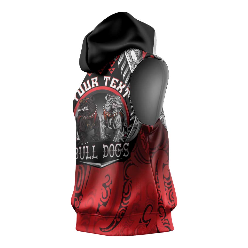 Aotearoa Bulldog Personalised Sleeveless Hoodie Maori Kowhaiwhai Motif - Polynesian Pride