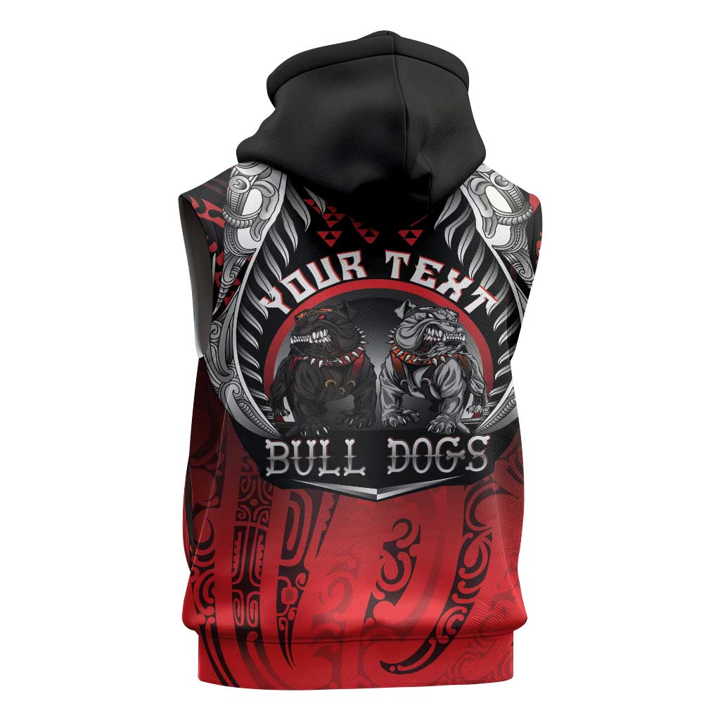 Aotearoa Bulldog Personalised Sleeveless Zip Hoodie Maori Kowhaiwhai Motif LT9 - Polynesian Pride