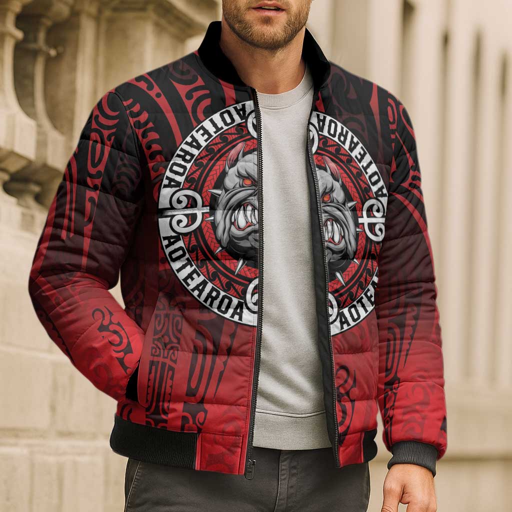 Aotearoa Bulldog Bomber Puffer Jacket New Zealand Kowhaiwhai Tribal - Polynesian Pride