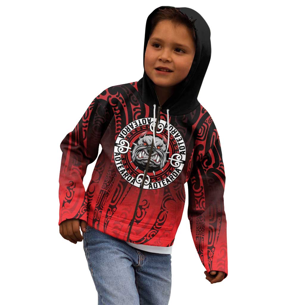 Aotearoa Bulldog Kid Hoodie New Zealand Kowhaiwhai Tribal