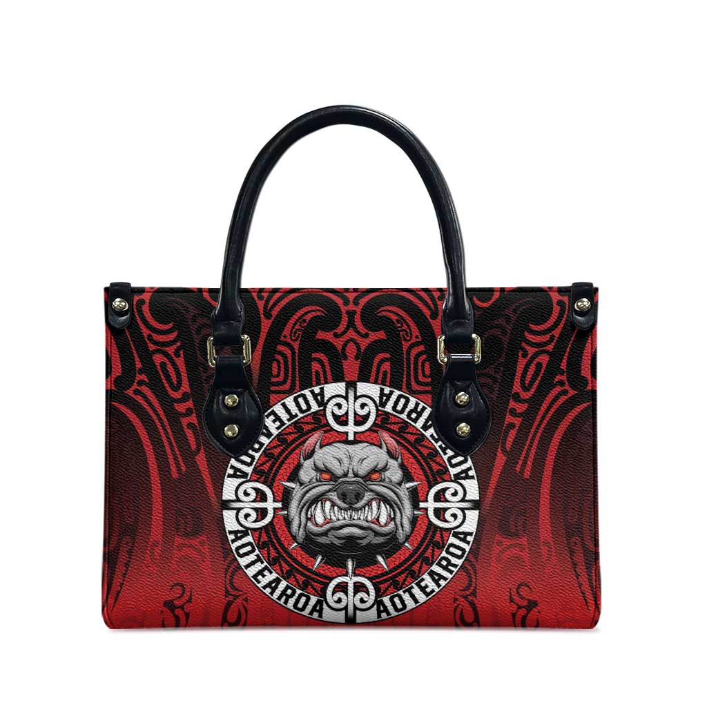 Aotearoa Bulldog Leather Bag New Zealand Kowhaiwhai Tribal - Polynesian Pride