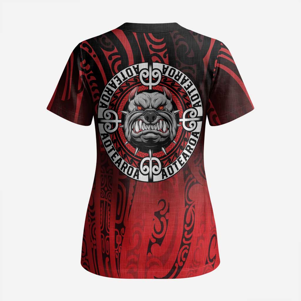 Aotearoa Bulldog Scrub Top New Zealand Kowhaiwhai Tribal - Polynesian Pride