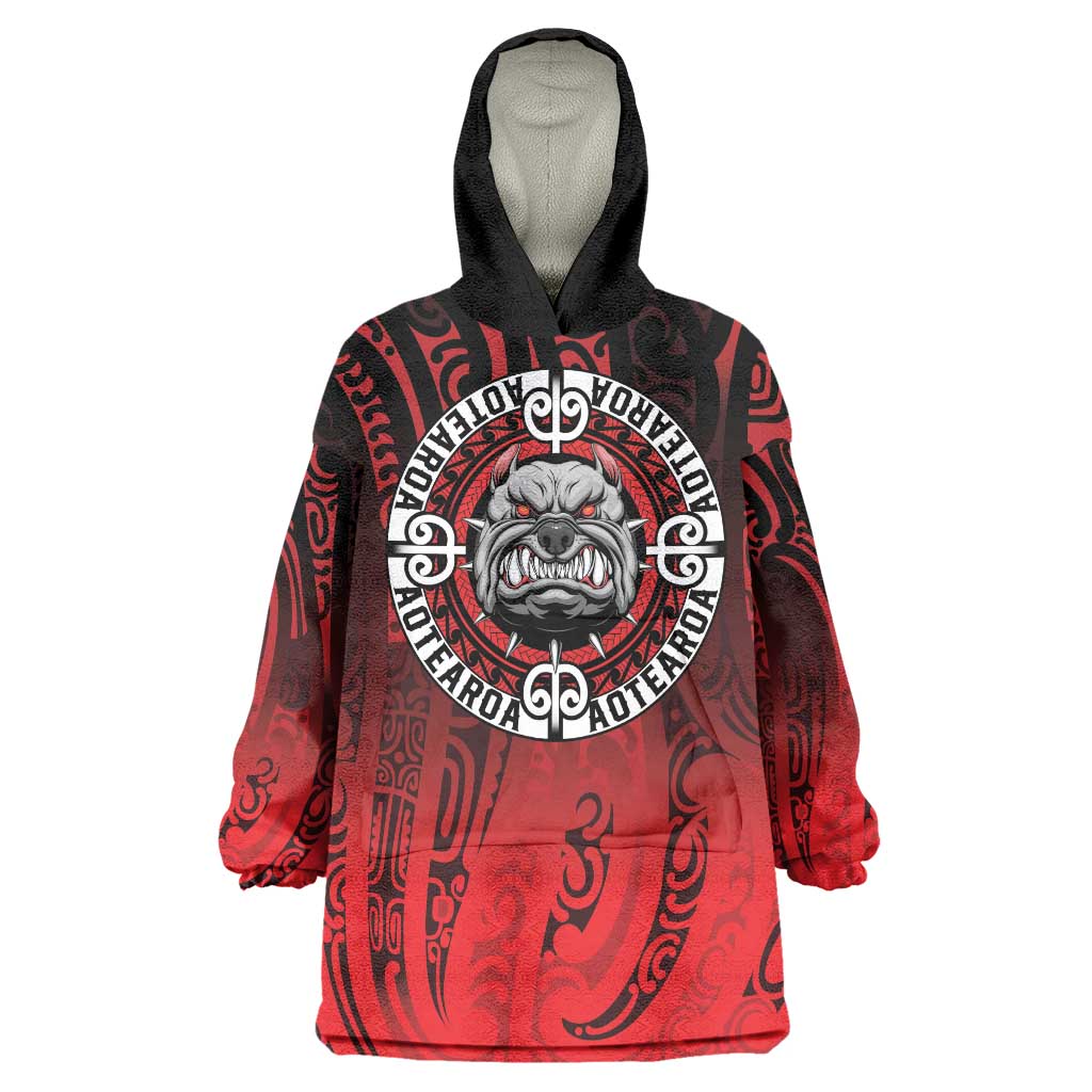 Aotearoa Bulldog Wearable Blanket Hoodie New Zealand Kowhaiwhai Tribal