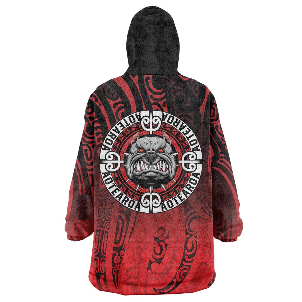 Aotearoa Bulldog Wearable Blanket Hoodie New Zealand Kowhaiwhai Tribal