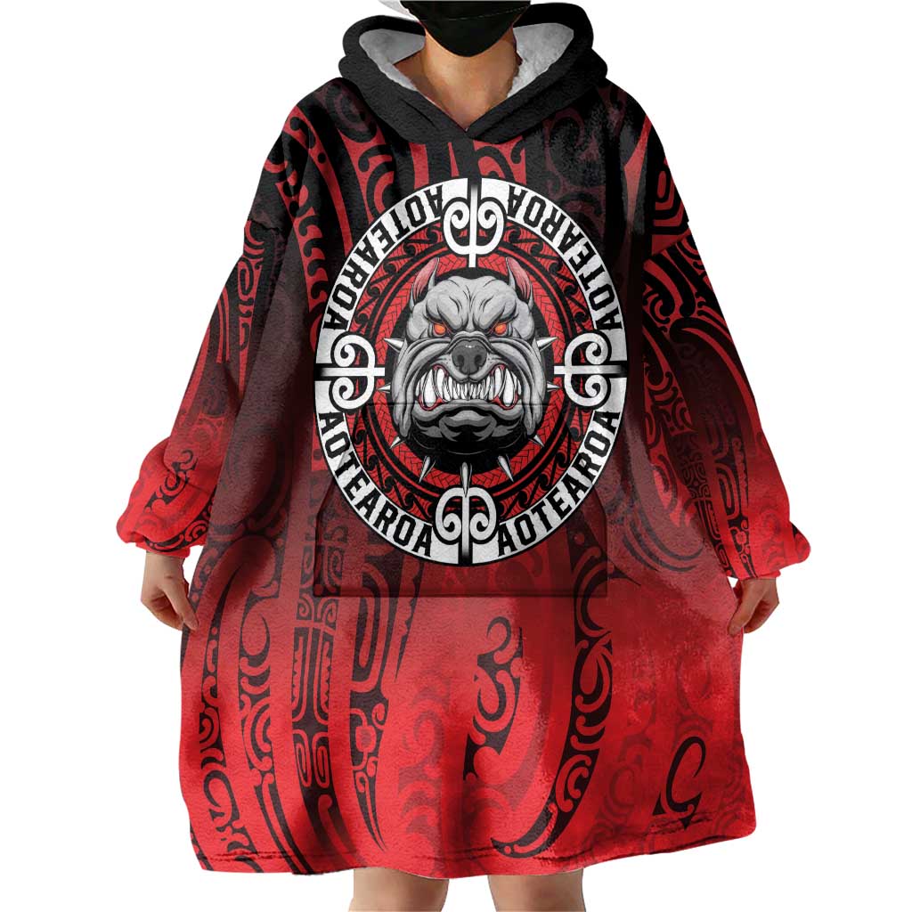 Aotearoa Bulldog Wearable Blanket Hoodie New Zealand Kowhaiwhai Tribal