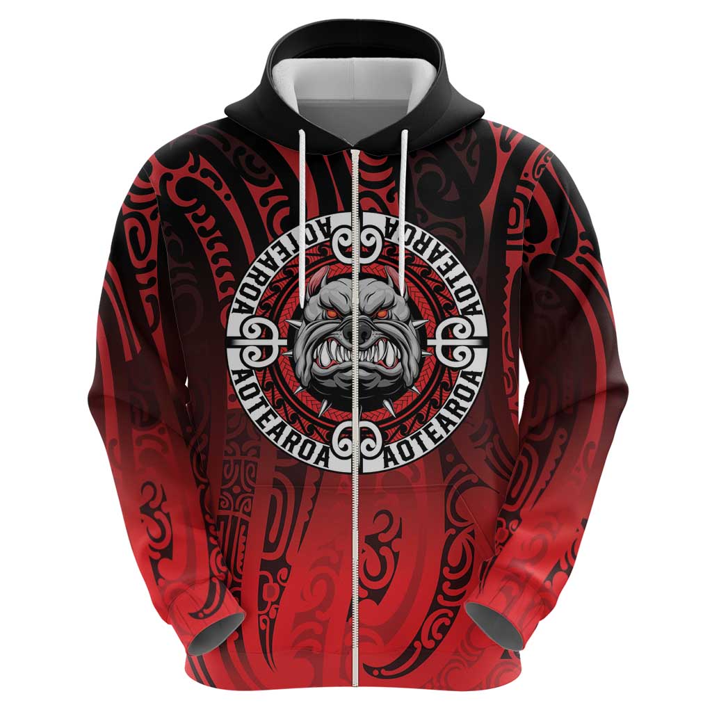Aotearoa Bulldog Zip Hoodie New Zealand Kowhaiwhai Tribal